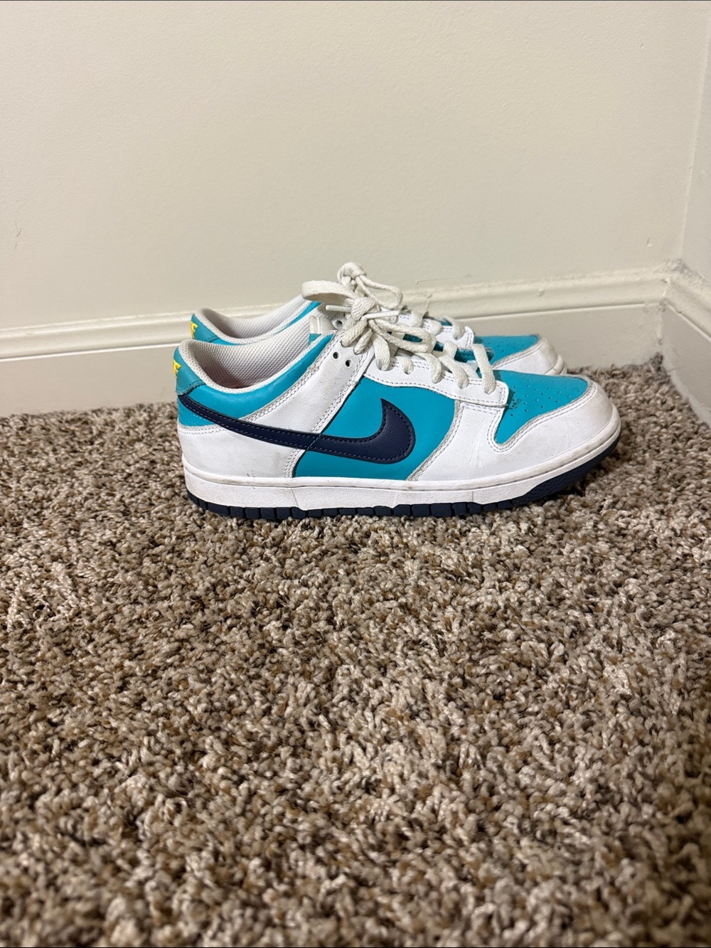 Nike Kids Dunk Sneakers in Teal, White, and Navy